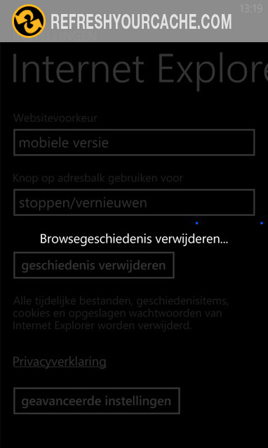 Wacht tot de browser de gegevens verwijderd heeft.